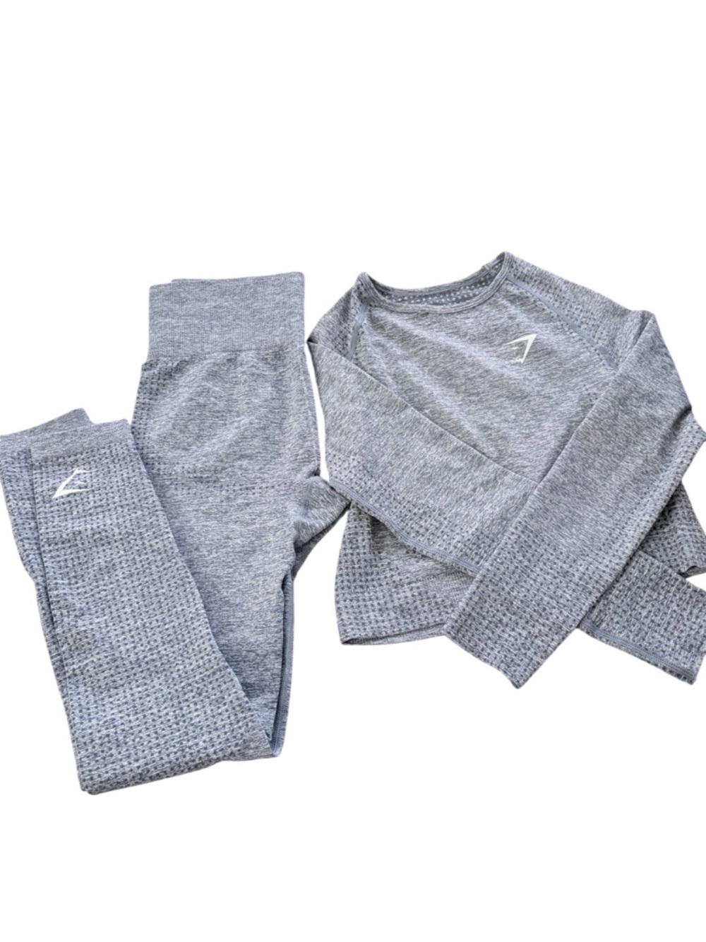 Gymshark Grey Seamless Crop Top and Leggings Set Sz Small EUC